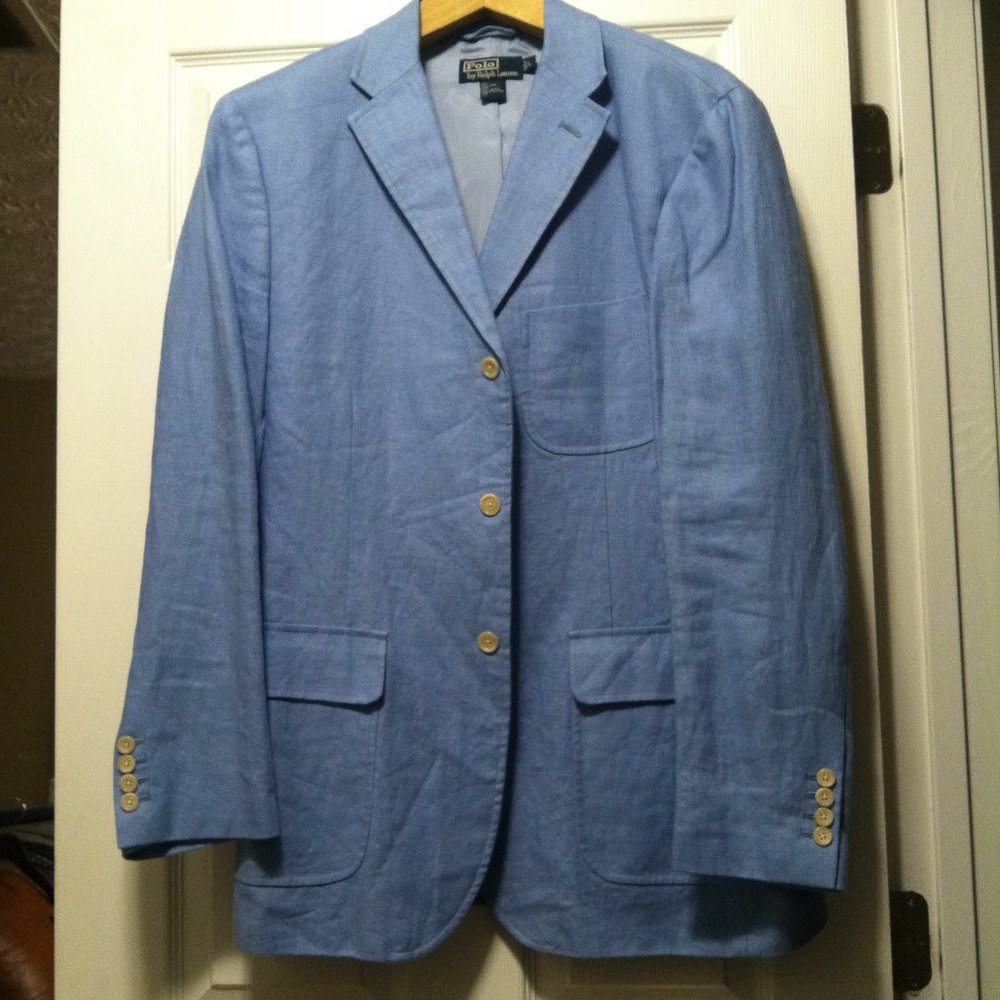 POLO RALPH LAUREN MENS NEW 100% LINEN SINGLE VENTED SPORT COAT BLAZER SIZE: L - Picture 2 of 9